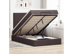 Estrutura De Cama Otomana Com Colchão 120x190cm Castanho Escuro