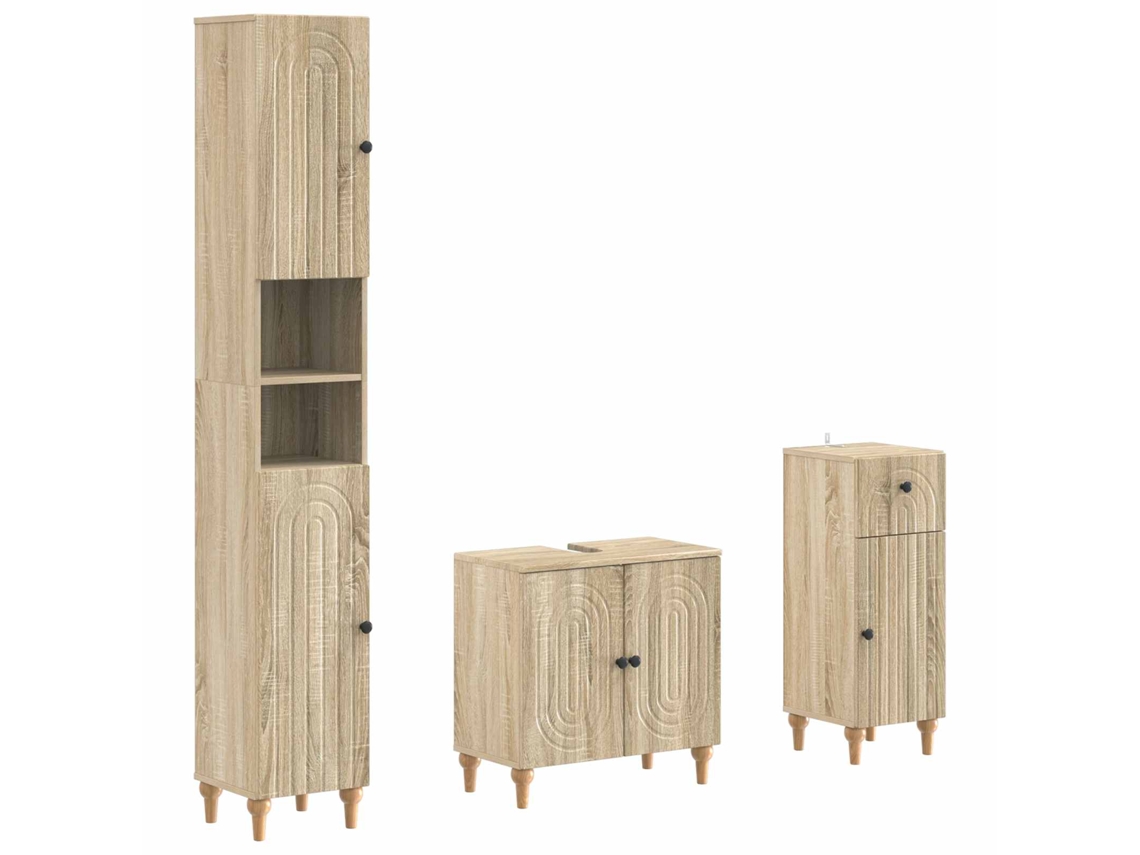 Vidaxl Conjunto De Armários Para Banheiro Com 3 Peças Alkmaar