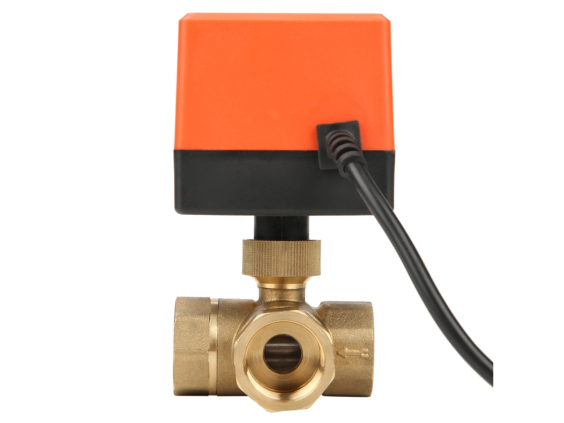 Válvula De Esfera Eléctrica Três Vias Brass Dn20 G3/4 Laxiscreed Para Ar Condicionado Ac220v