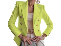 2026 chaqueta Formal Mujer 2023 Traje de Trabajo Office Lady Blazer de Poliéster Manga Larga Con Bolsillos Talla S 3xl