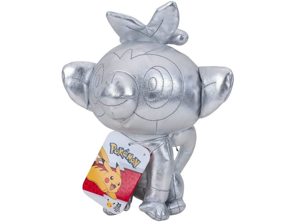 Pelúcia Pokémon 25º Aniversário Edição Limitada Prateada 20cm Ouistempo / Grookey Jazwares