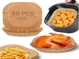 Lurelia Papel Para Air Fryer, Quadrado, 5,5 L, Antiaderente, Descartável, Impermeável