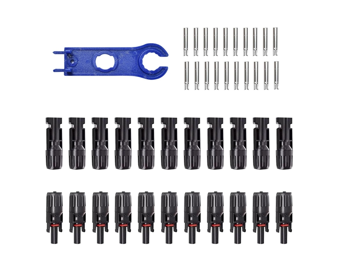 Kit De Fiação E Ferramentas Para Conectores Solares Reforçados Macho E Fêmea.