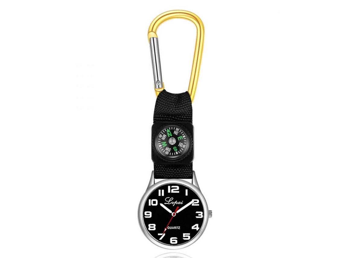 Relógio Esportivo Multifuncional com Bússola e Mosquete para Camping Escalada (amarelo)