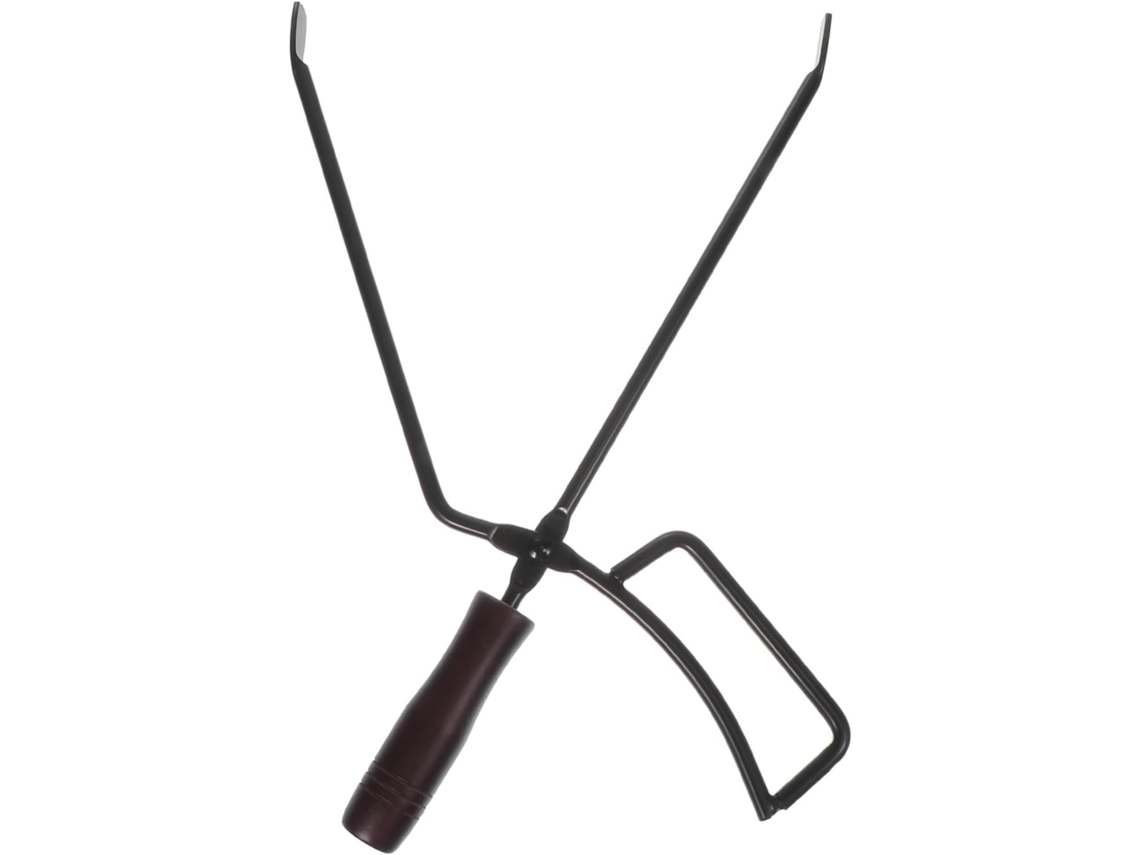 Pinça Para Churrasco Com Cabo De Madeira Maciça, 1 Peça, Pinça Para Carvão Lareira Externa, Cabo Confortável E