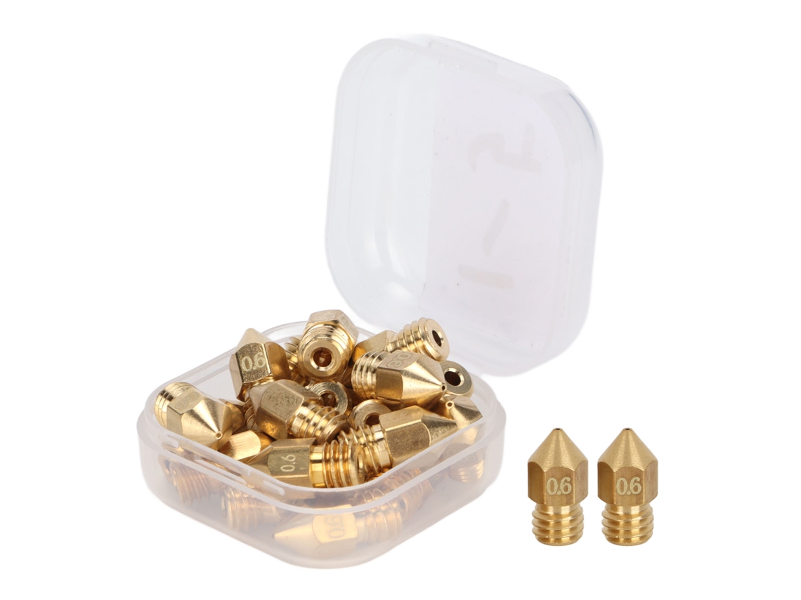 Kit De 20 Boquillas Mk8 1,75mm Rosca M6 Para Impressora 3d Com Caixa De Armazenamento 0,6mm