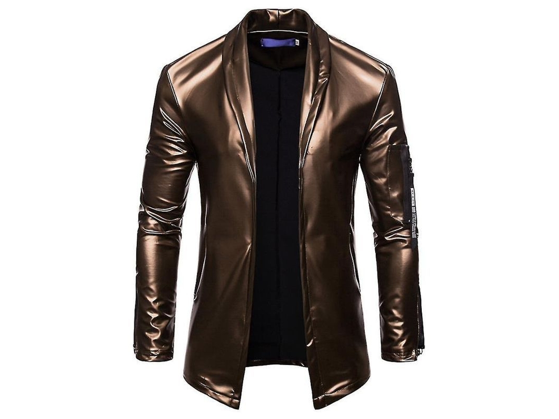 JAQUETA de Couro Falso Fasst para Homem, Manga Longa, Slim Fit, Casual | S/MARCA