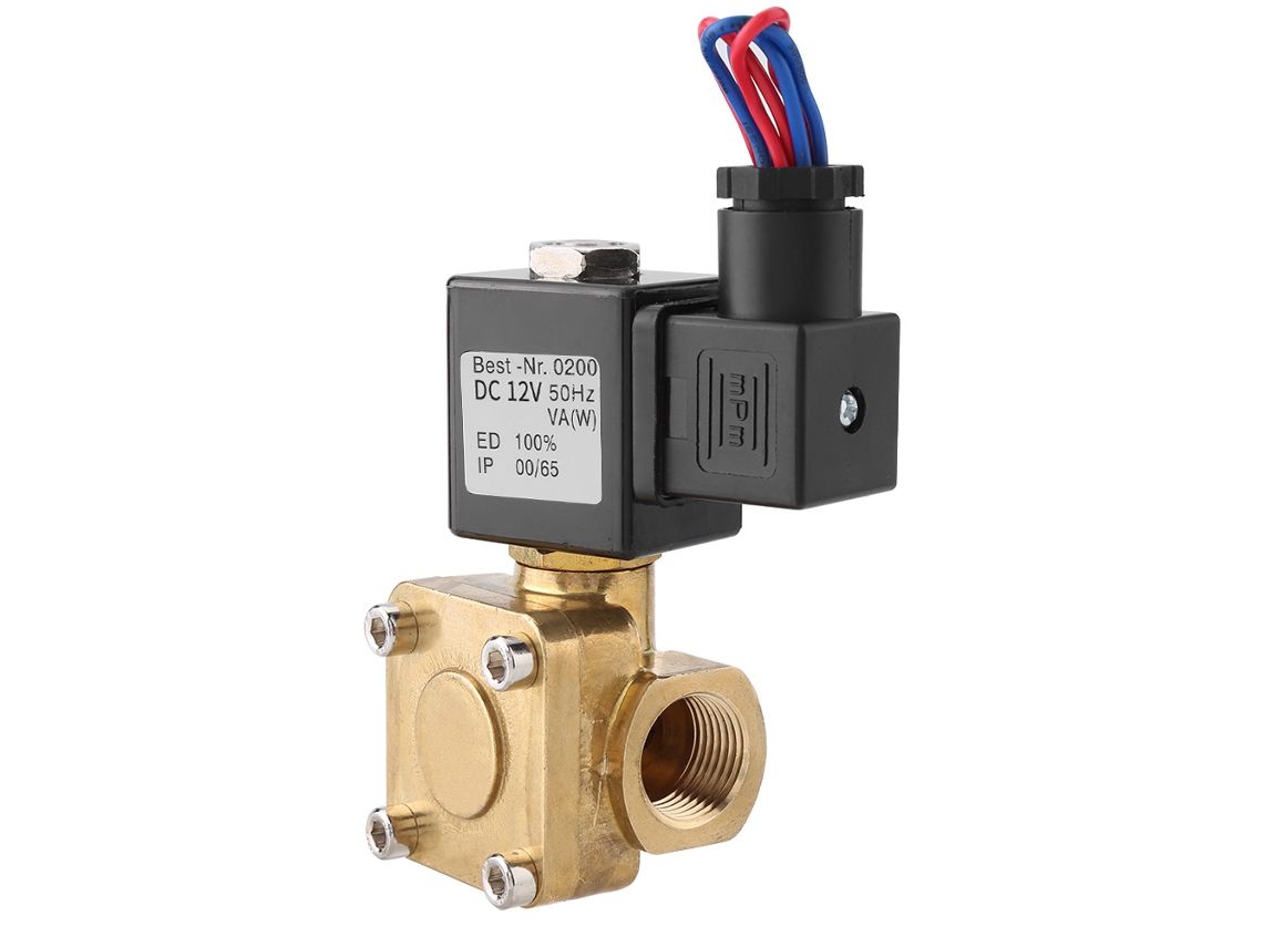 Válvula Solenoide Elétrica de Latão de 2 Vias N/C G1/2 com Diafragma (12V CC)