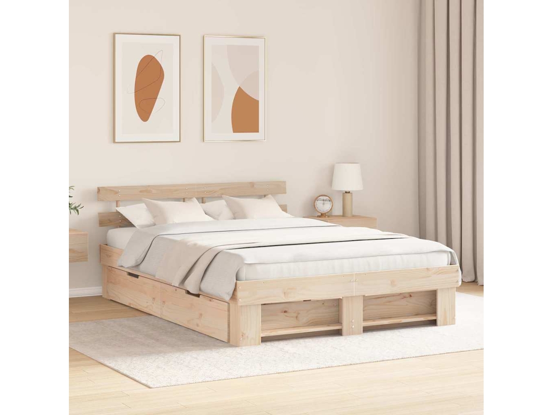 Vidaxl Estrutura Da Cama Com Gaveta Castanho 150 X 200 Cm