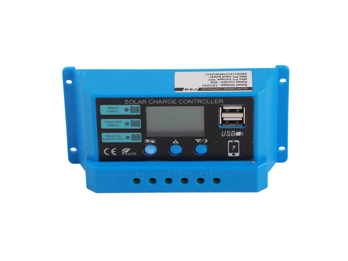 Controlador De Carga Solar 12v 24v Para Bateria De Painel Solar, Regulador De Carga Para Rv, 30a Olysi Shop
