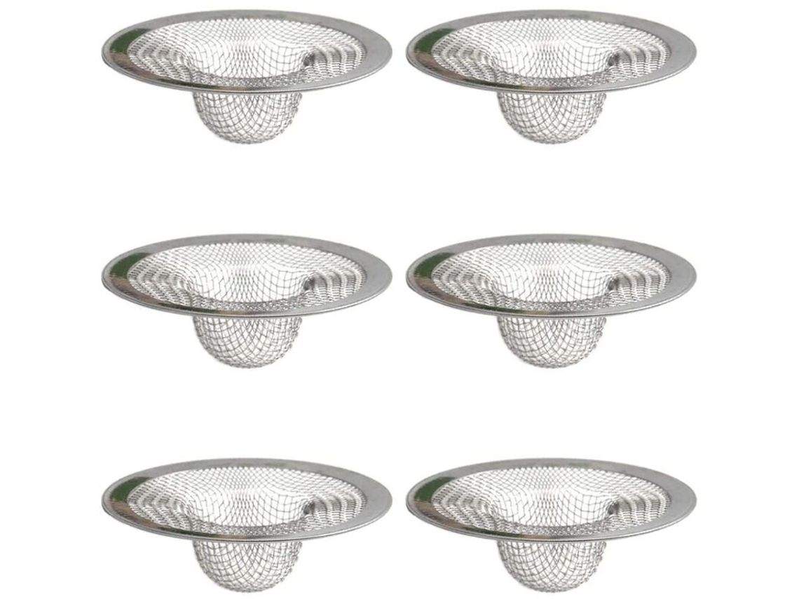 Conjunto De 6 Filtros De Ralo De Aço Inoxidável Para Pia, Φ7cm