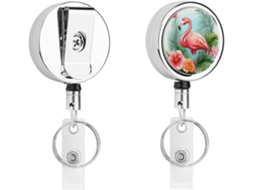 Castiçais Retráteis Com Estampa De Flamingo Tropical, Porta Crachás Divertidos Enfermeiras Com Clipe Chaveiro