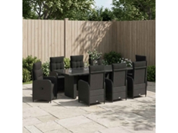 Vidaxl Conjunto De Jantar Para Exterior 9 Unid. Preto Vime Pe
