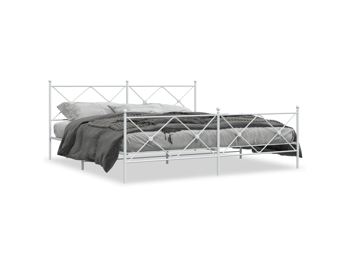 Bed Frame, Bed Frames Vidaxl Branco Aço (200 X 200 Cm)