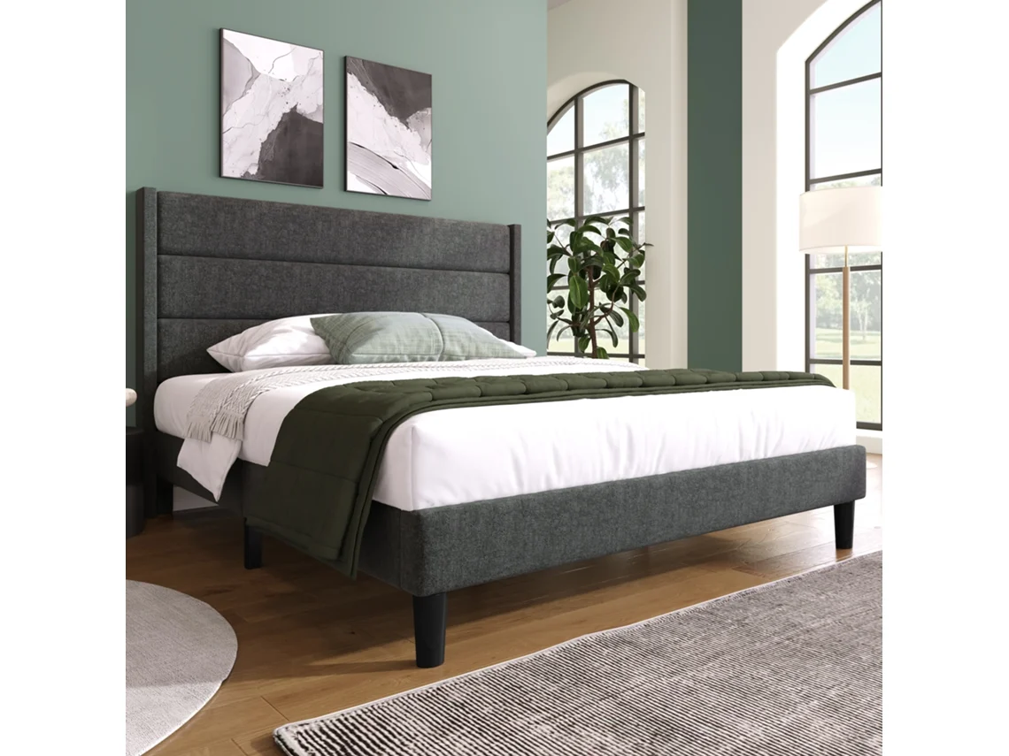 Cama Solteiro Verde Escuro 90x200cm Estofada, Veludo, Ripas.-op