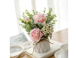 Rosas Artificiais Rosas Com Vaso De Cerâmica Para Decoração De Casamento E Lar