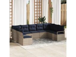 Vidaxl Conjunto De Sofás 7 Unid. Cinzeto Vime Pe