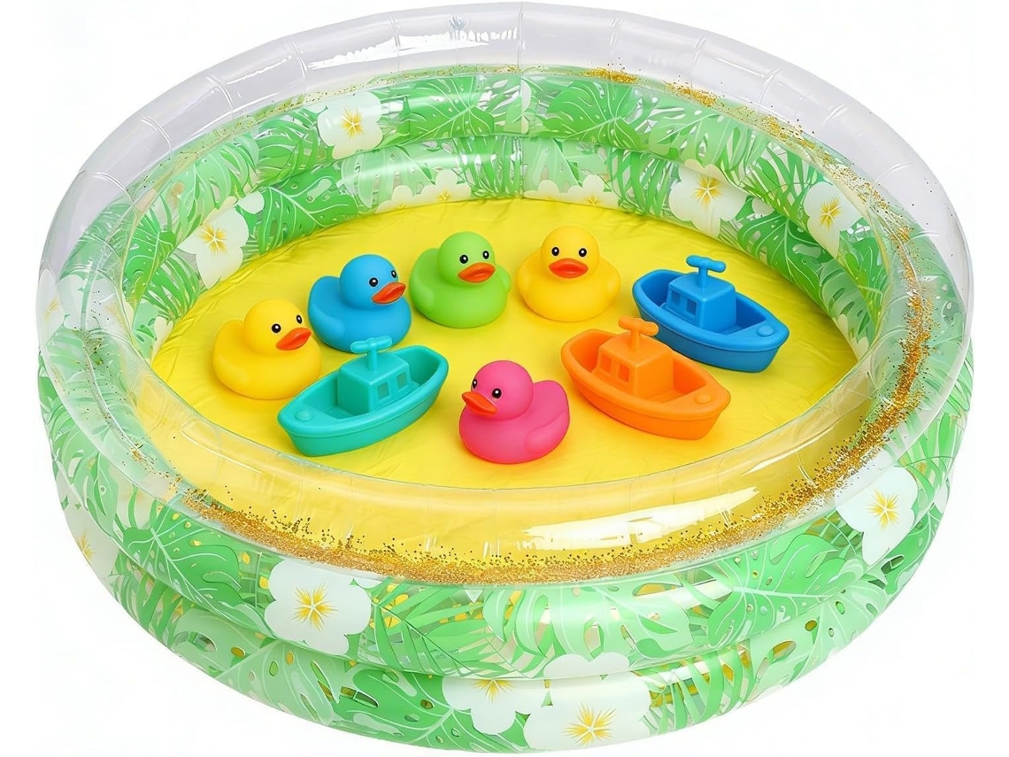 Kit de Piscina Inflável Redonda, Design Colorido, Válvula de Drenagem Rápida Armazenamento Compacto com Kit de Reparo CHABERLU
