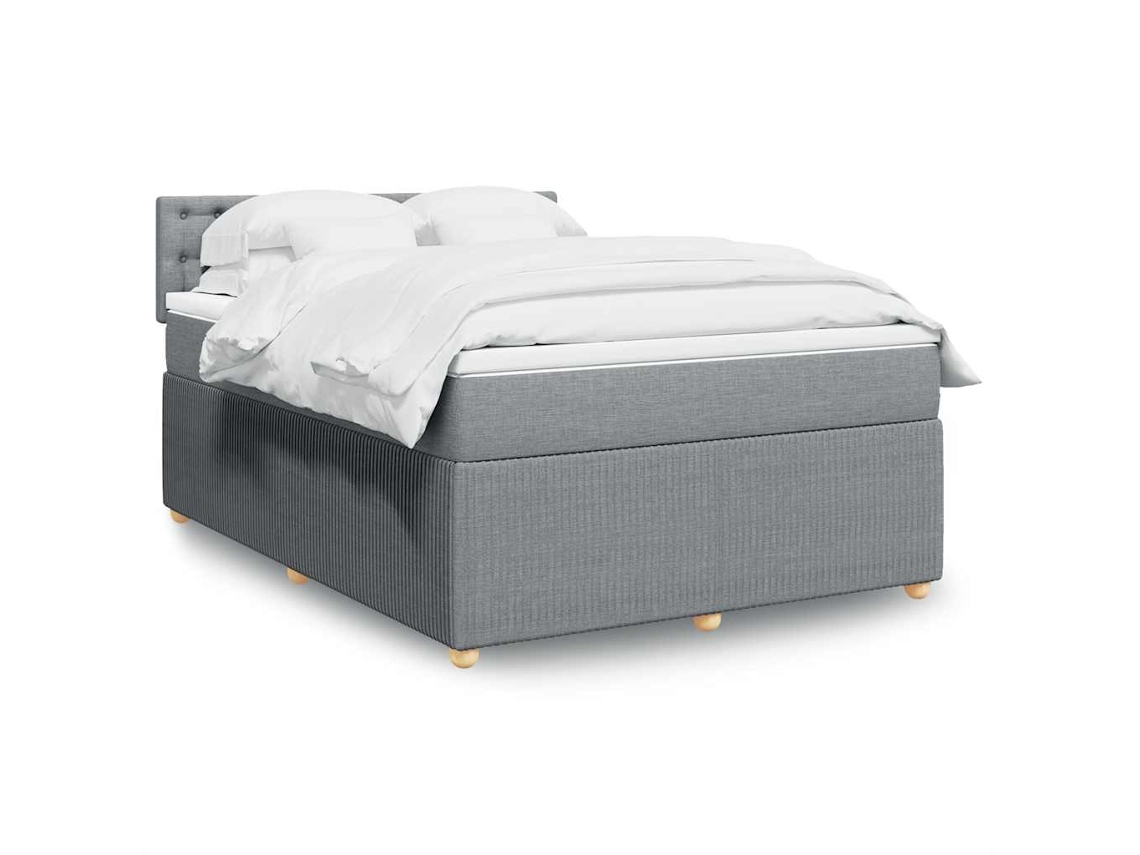 Cama Com Molas/colchão 140x190 Cm Tecido Cinzento-claro