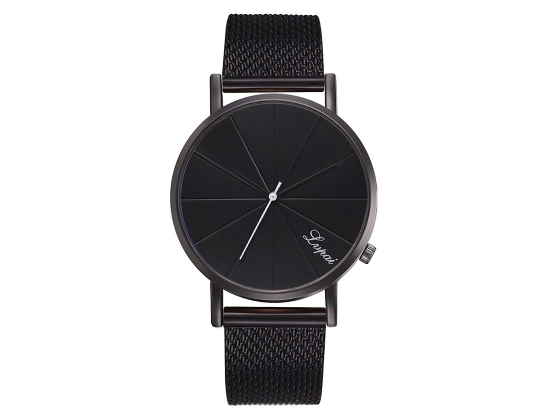 Relógio de Pulso Feminino de Quartzo com Pulseira de Silicone Design Simples Cor Preta
