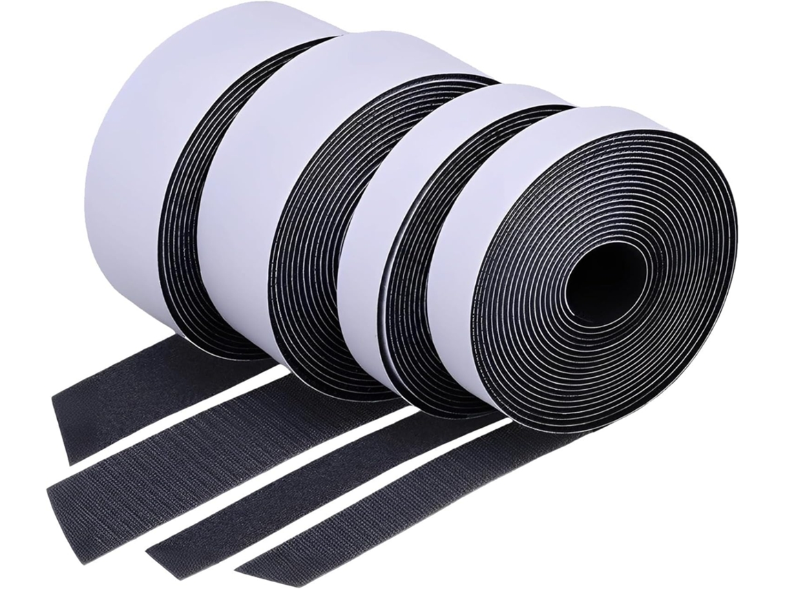 Fita autoadesiva, tiras de nylon resistentes de 2,5 cm, 1 unidade, com adesivo forte no verso, Fita Preta