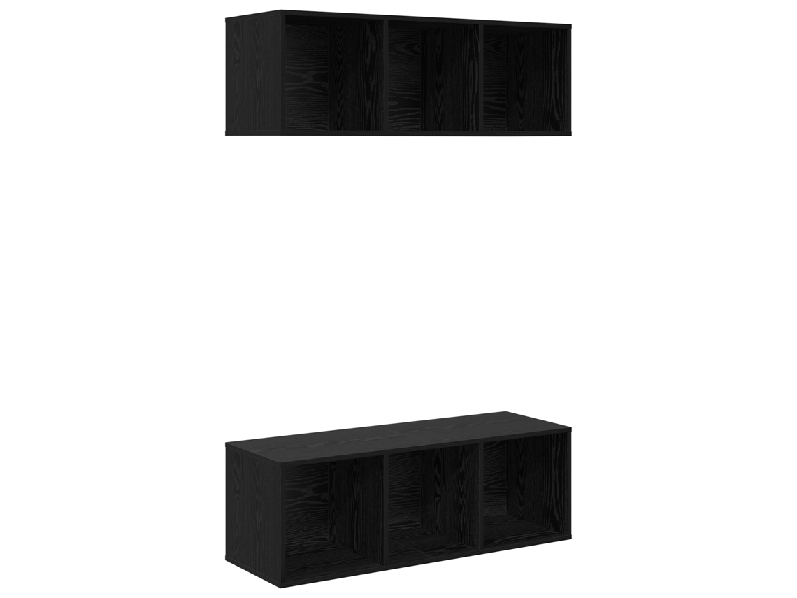 Conjunto 2 Gabinete Para Tv Vidaxl Preto Derivados De Madeira (37 X 37 X 107 Cm)