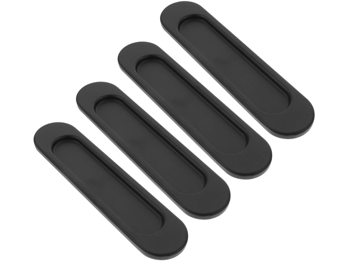 Puxadores Adesivos Pretos Para Portas De Correr Guarda Roupa, Conjunto De 4 Peças, Em Liga De Alumínio, Design Elegante