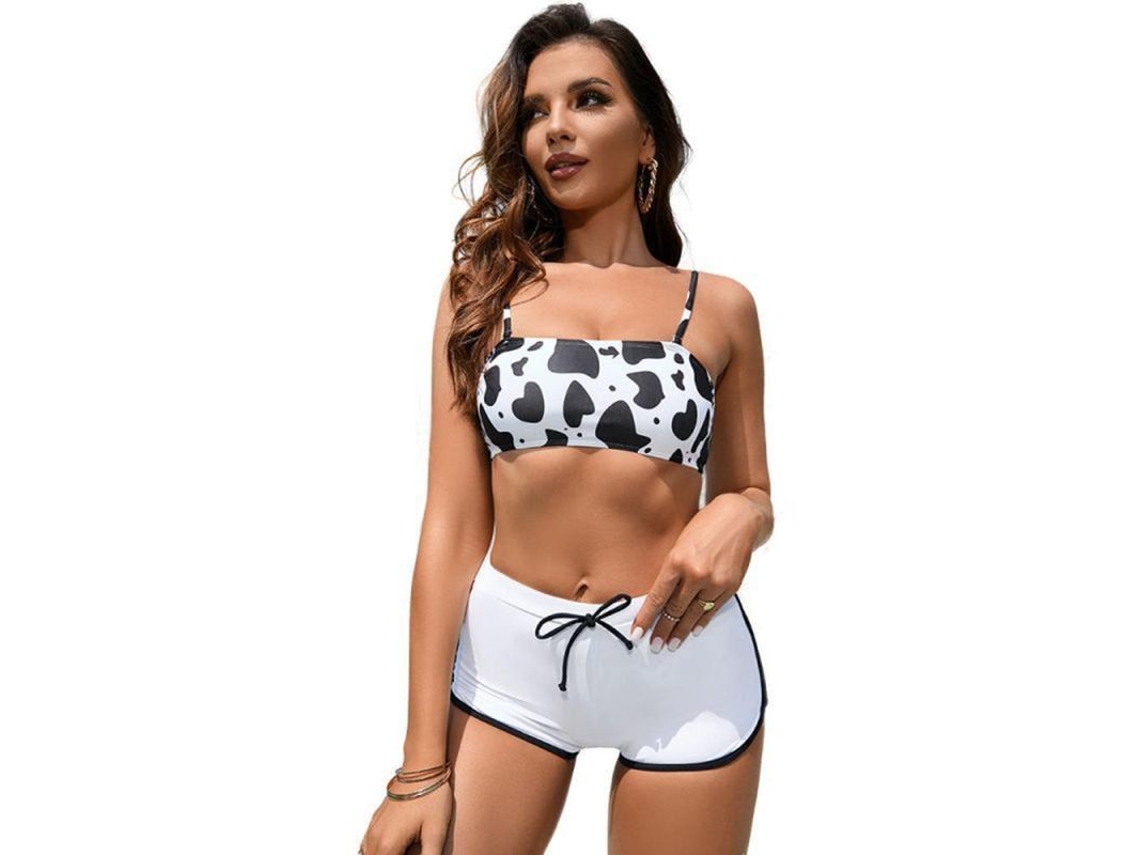 Bikini Miniatura Mujer de um Hombro com Tirantes e Rejilla Cor Preto Nyxl S/MARCA