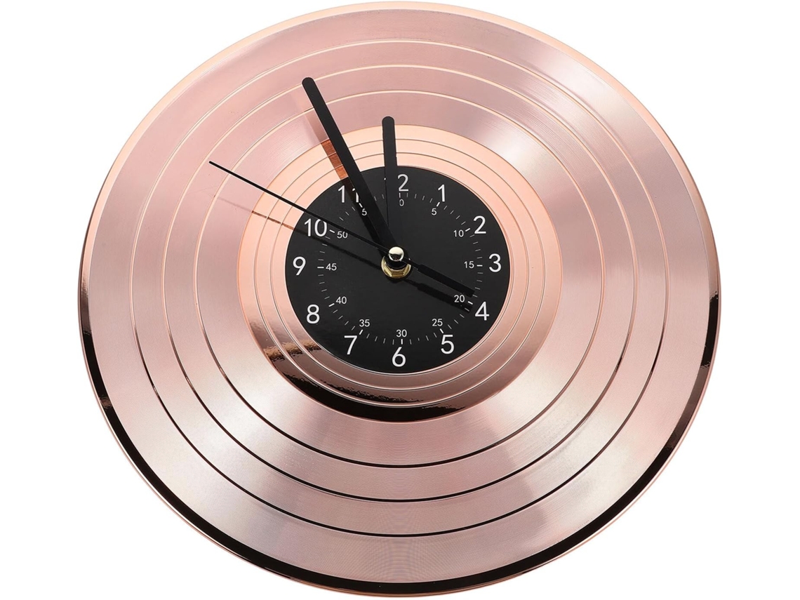 Relógio De Parede Em Vinil Dourado Rosê, Decoração Retrô, Relógio De Disco Silencioso (sem Bateria), Para Sala