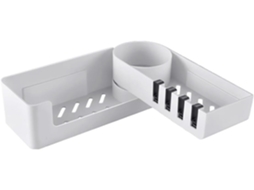 Prateleira De Parede Giratória Para Banheiro Com Compartimentos Plástico Branco, Ideal Para Casa E Hotel