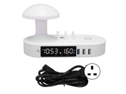 Carregador Relógio Luz Noturna 6 Portas Usb Sem Fio Uk