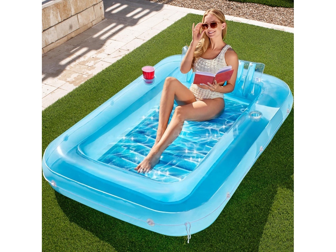 Espreguiçadeira Inflável Grande Joy Para Piscina, Cama De Sol, Colchão Inflável Para Sol, Uso Externo, Jardim, Quintal Com Bomba De Ar Manual (qb)