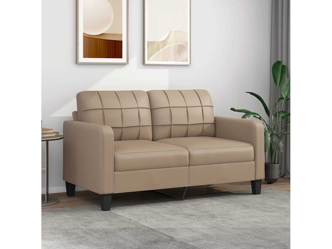 Vidaxl Sofá De 2 Lugares 140 Cm Couro Artificial Cor Cappuccino