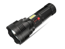Lanterna Tática Led com Zoom Telescópico Usb Pode Carregar 4 Seções 2000mah Bateria de Lítio 3 Modos de Funcionamento Preto HALINUIA