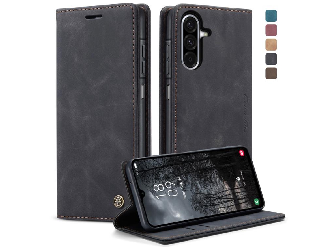 Capa Para Samsung Galaxy A17 4g De Couro Multifuncional Horizontal Flip Preta