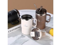 Caneca De Escritório Preta Com Parede Dupla Feita Em Aço Inoxidável 304 Com Colher E Infusor De Chá À Prova De Vazamentos E Resistente A Queimaduras