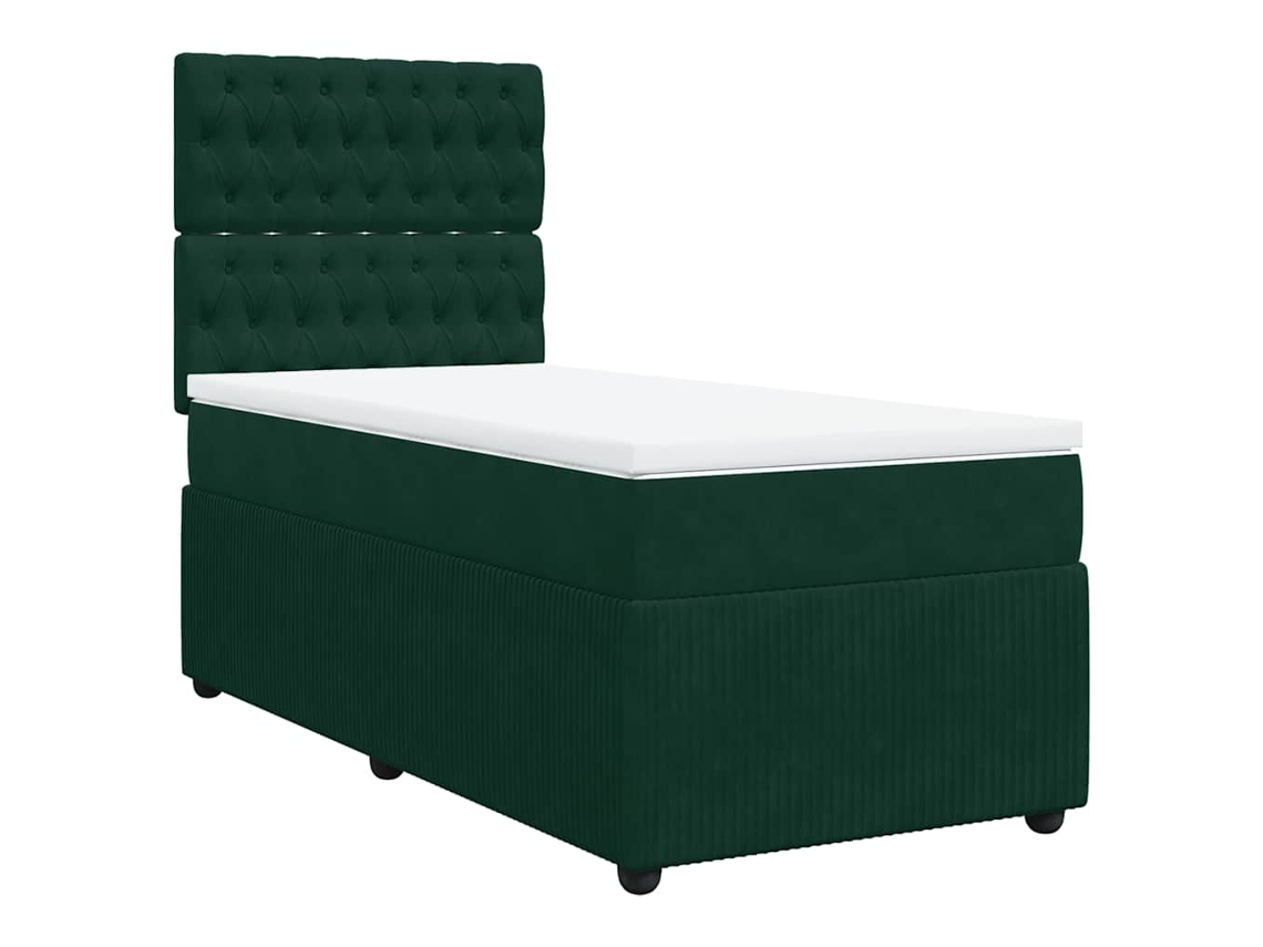 Cama com Molas/colchão 90x190 Cm Veludo Verde escuro MAISON EXCLUSIVE