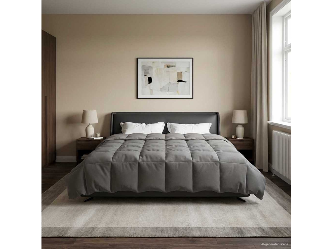 Vidaxl Edredom De Inverno 200 X 200 Cm Inverno Cinzento-claro