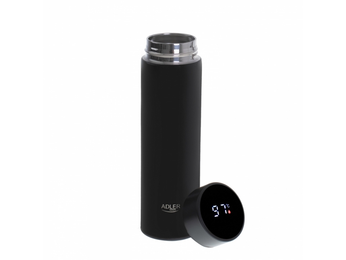 Garrafa Térmica Adler Ad 4506bk Com Led, 473ml, Preta Brilvibera