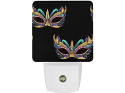 Luz noturna LED Mardi e Gras com sensor crepuscular