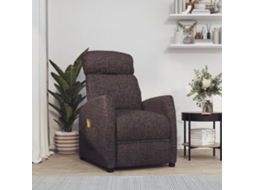 Vidaxl Poltrona De Massagens Tecido Castanho-escuro