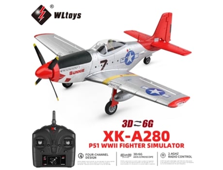 Avião Rc A280 2.4g 4 Canais, Modo 3d6g, Caça P51 Simulador Com Farol De Led, Brinquedo De Avião Para Crianças. Aeuzwr