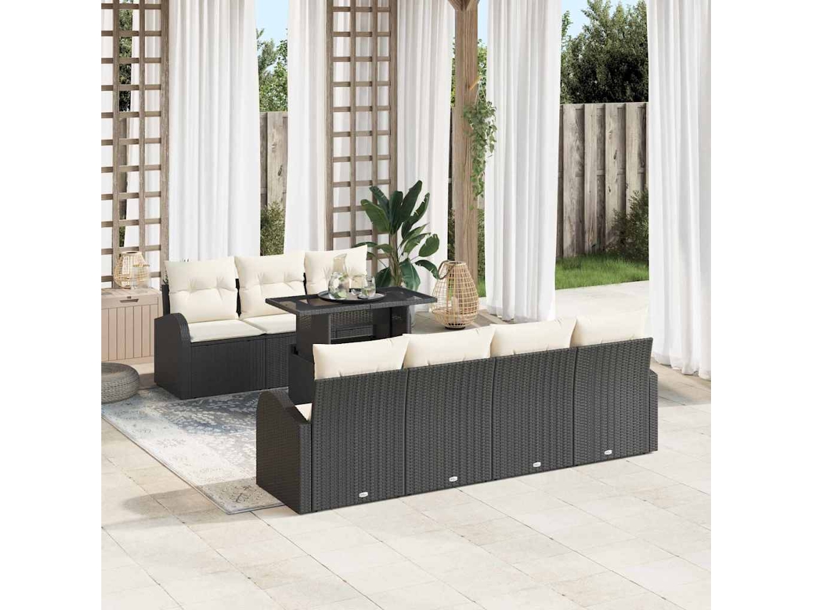 Vidaxl Conjunto De Sofá De Jardim 8 Unid. Preto Rattan Sintético