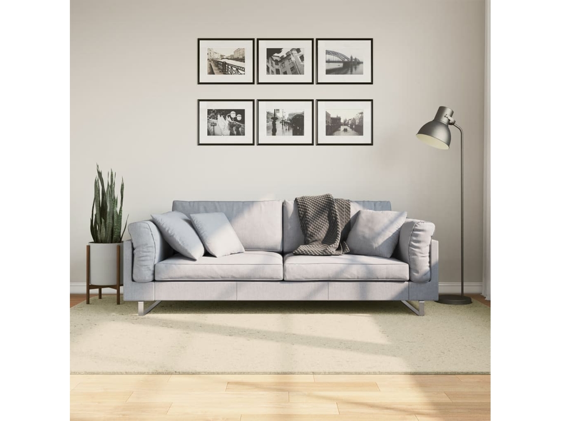 Vidaxl Tapete Pelo Curto Macio E Lavável Huarte 160x230 Cm Cor Creme