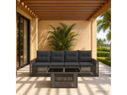 Vidaxl Conjunto De Sofá De Jardim 5 Unid. Cinza E Cinza Escuro Vime Pe