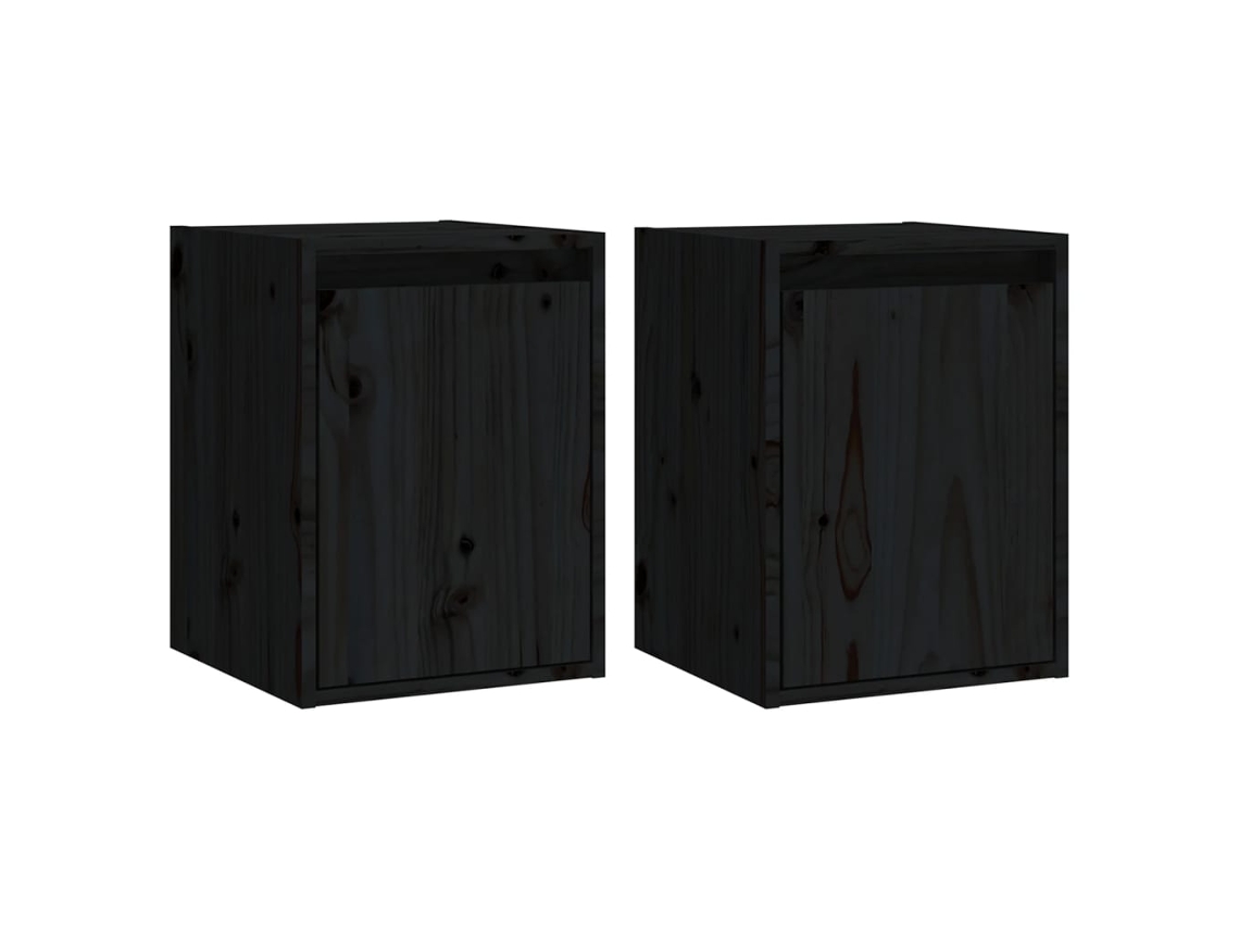 Conjunto de 2 Armários de Parede MAISON EXCLUSIVE em Pinho Maciço Preto (30x30x40 cm)