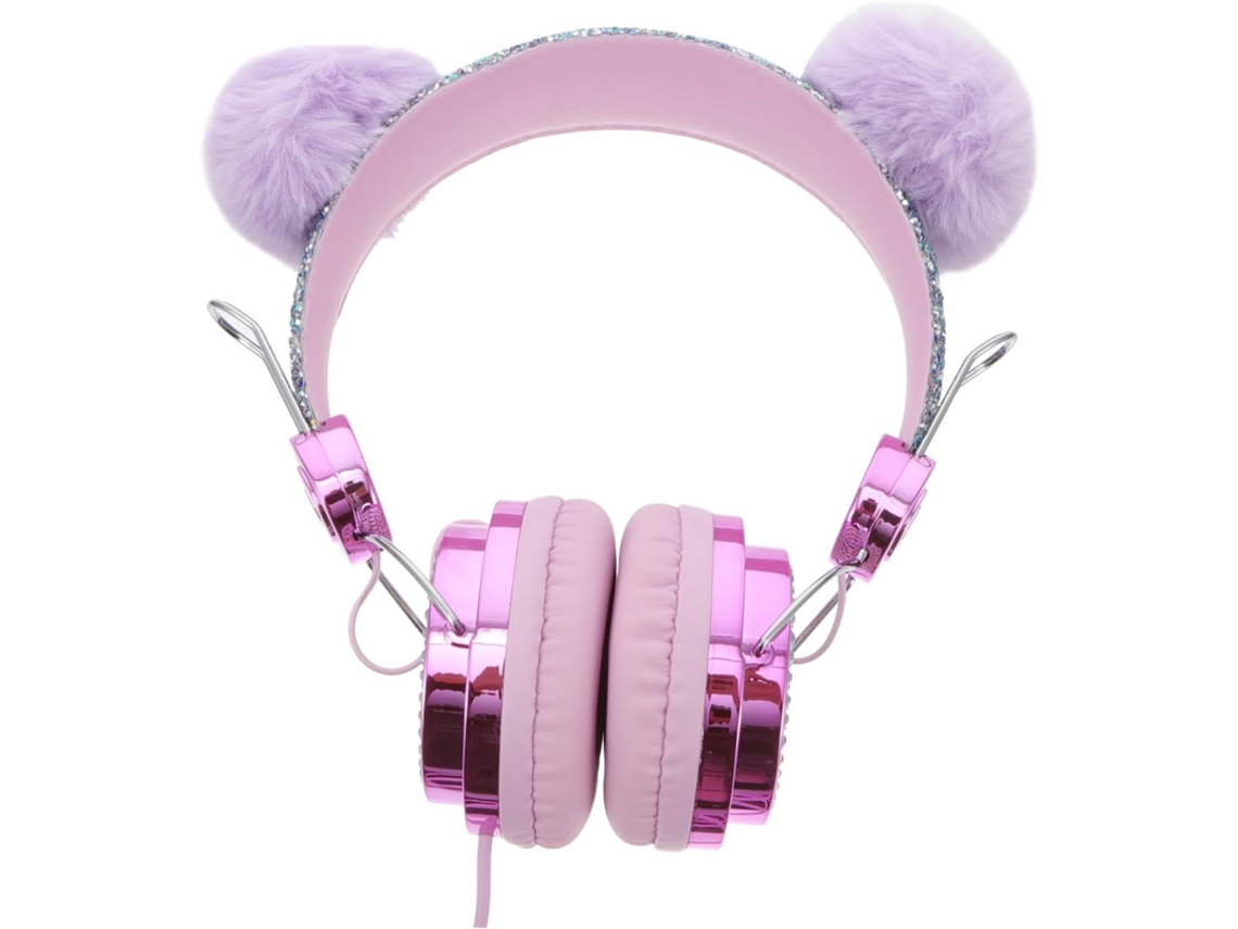 Fone De Ouvido Com Design Strass E Pompom Fio Cabo Abs Para Uso Diário