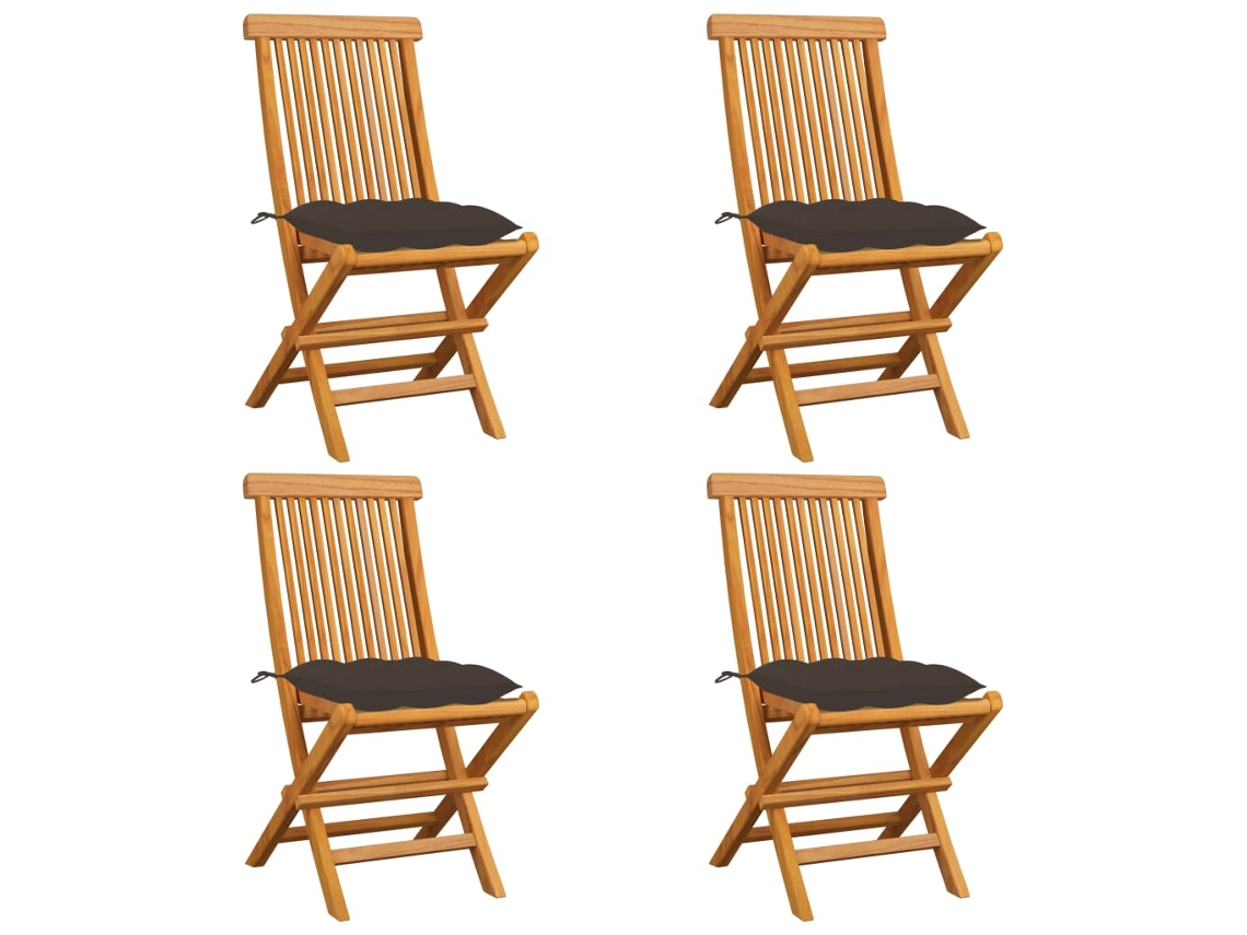 Folding Chair, Folding Chairs Vidaxl Cinzento-acastanhado Teca (n/a)