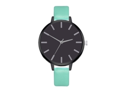 Relógio de Pulso Feminino de Quartzo com Pulseira de Couro Pu Estilo Simples Elegante Menta