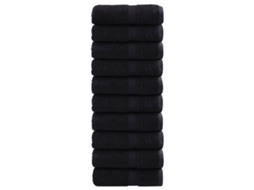 Vidaxl Toalhas De Rosto Premium Solund 10 Unidades, Pretas, 30x30 Cm, 600 G/m²